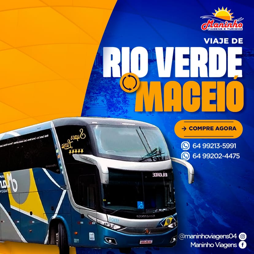 Viagem de ônibus Rio Verde - Maceió - Maninho Viagens