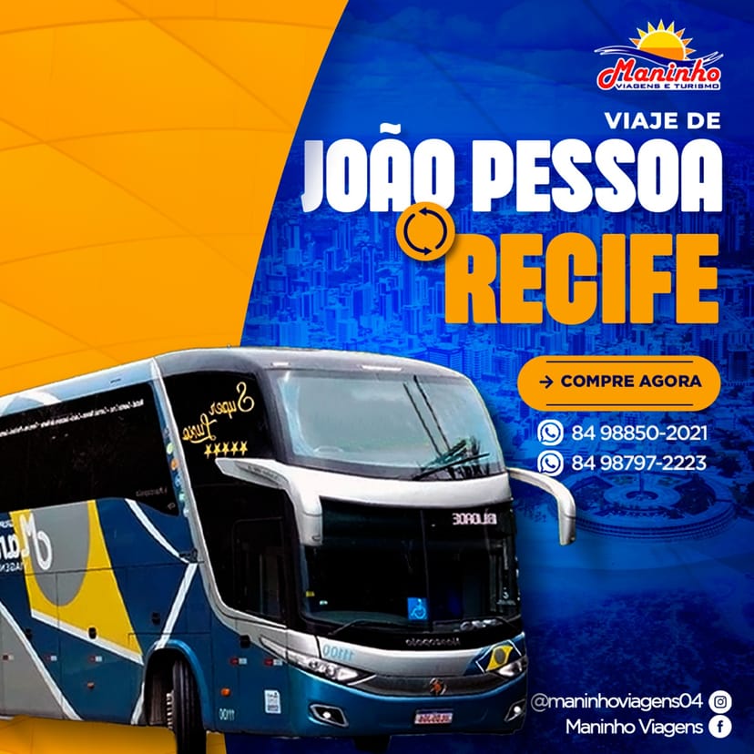 Viagem de ônibus João Pessoa - Recife - Maninho Viagens
